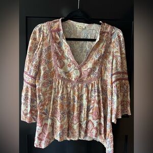 POL Floral V-Neck Women's Top